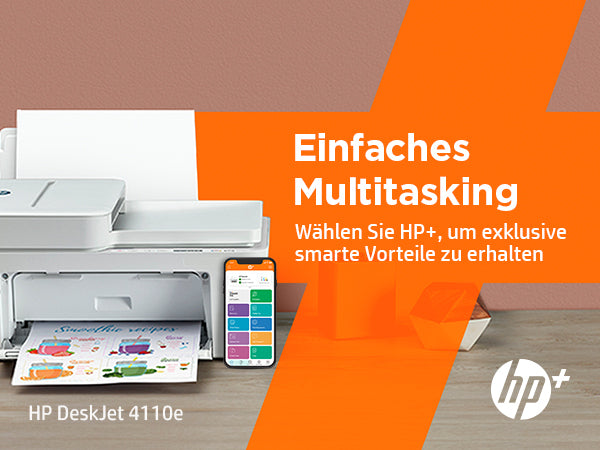 HP DeskJet 4110e – Farbtintenstrahl-Multifunktionsdrucker, A4, 4-in-1, Duplex, ADF, WLAN, AirPrint