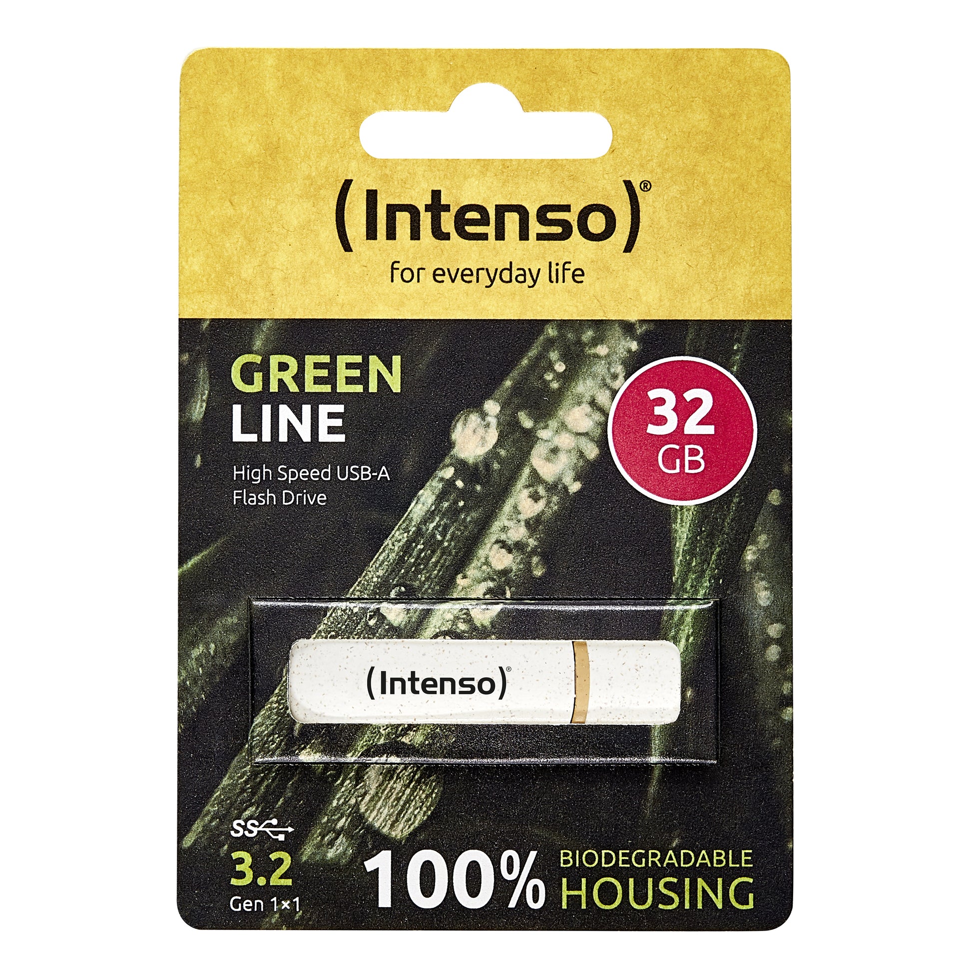 Intenso Green Line 3540480 USB-Stick 32 GB – USB-A USB 3.2 Gen 1, 70 MB/s Lesen, mit Kappe, Beige