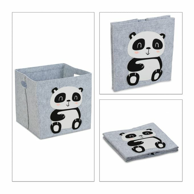 Relaxdays Aufbewahrungsbox – Filz – Schwarz/Grau/Weiss – Ø 340 × H 330 mm