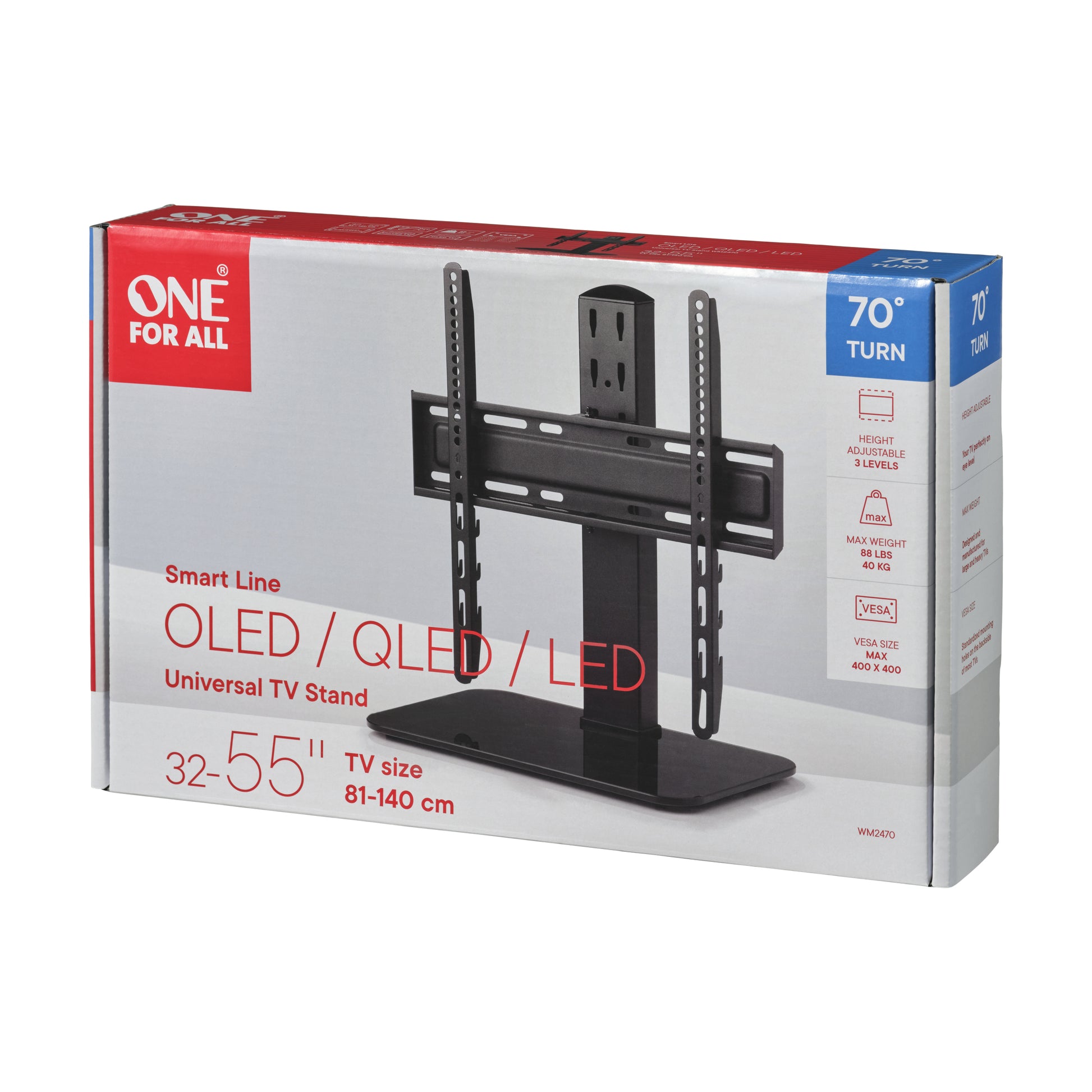 One For All Ultra Slim Line WM2470 Standfuss TableTop – bis 40 kg – für 32–55" TVs – Schwarz