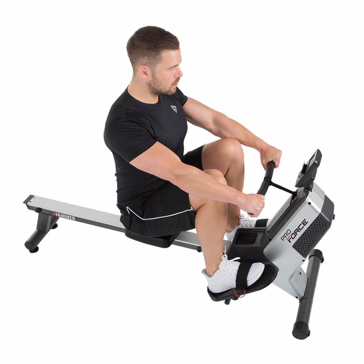 HAMMER Rudergerät Pro Force II, Magnetwiderstand, 120 kg – Schwarz/Silber, Stahl