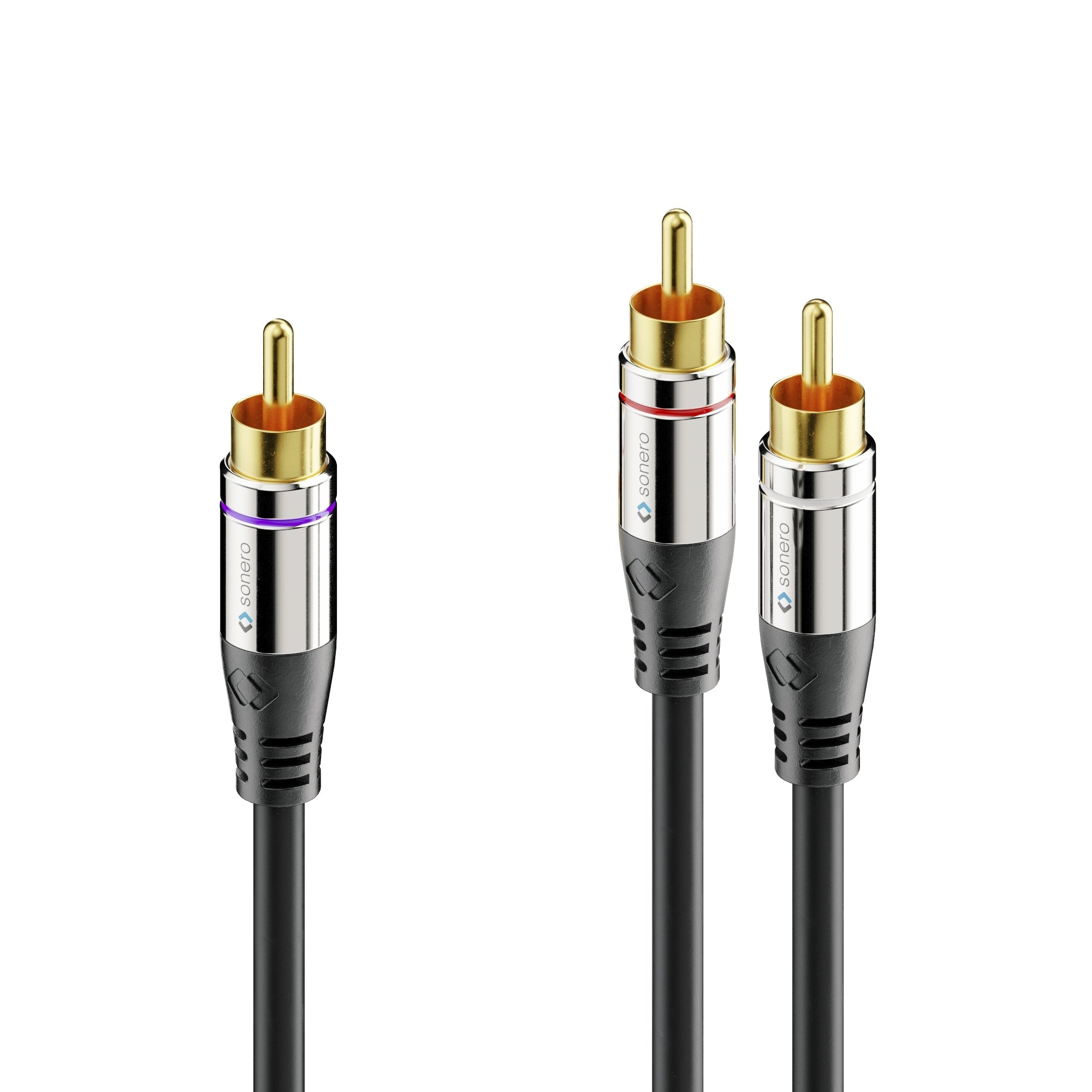 Sonero Cinch-Kabel (2×) – Stecker zu Stecker – 1 m, vergoldete Stecker