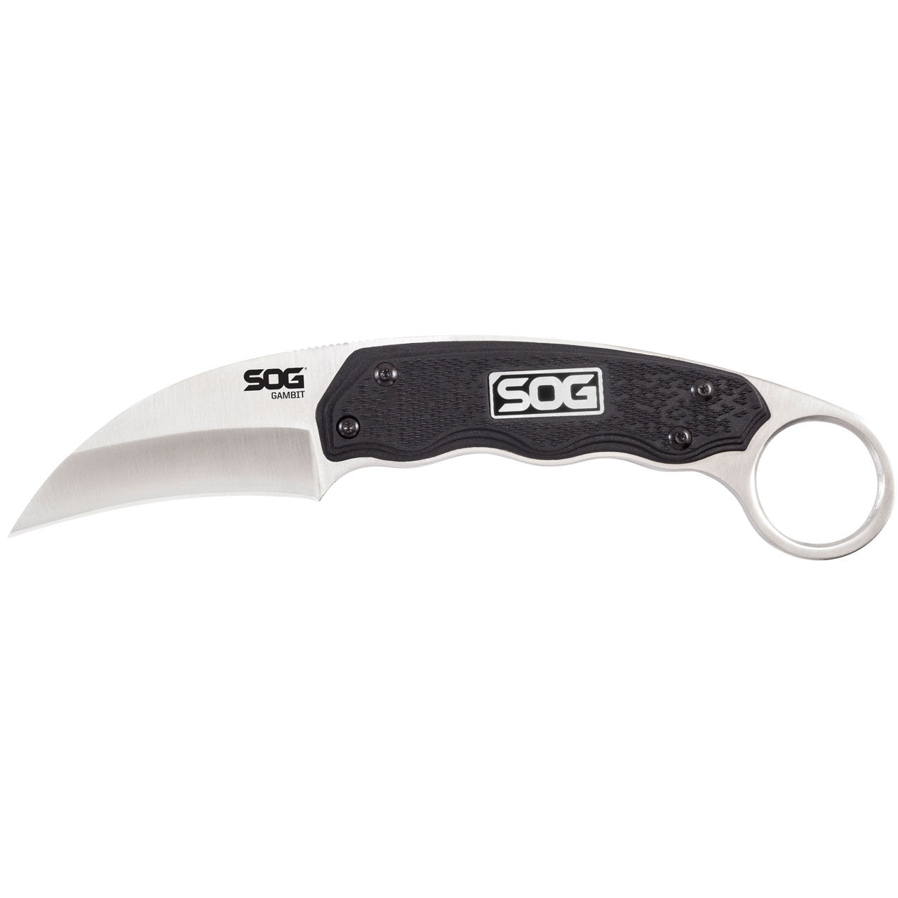 SOG Gambit – Survivalmesser 65 mm, glasfaserverstärktes Nylon, Einhandöffnung, schwarz