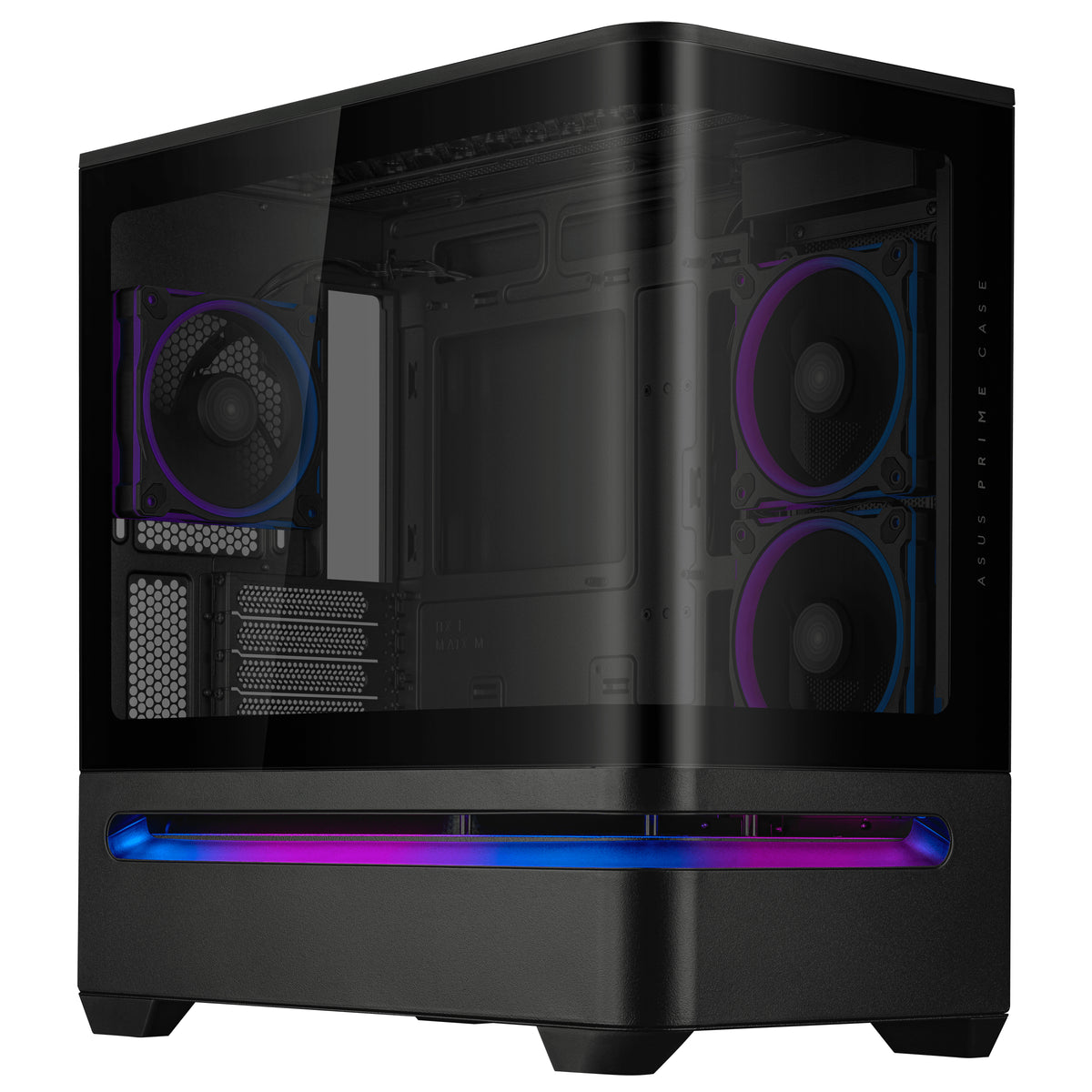 ASUS AP202 PRIME TG – PC-Gehäuse – Mid-Tower – mATX/Mini-ITX, 6× Lüfterplätze, Weiss, Sichtfenster