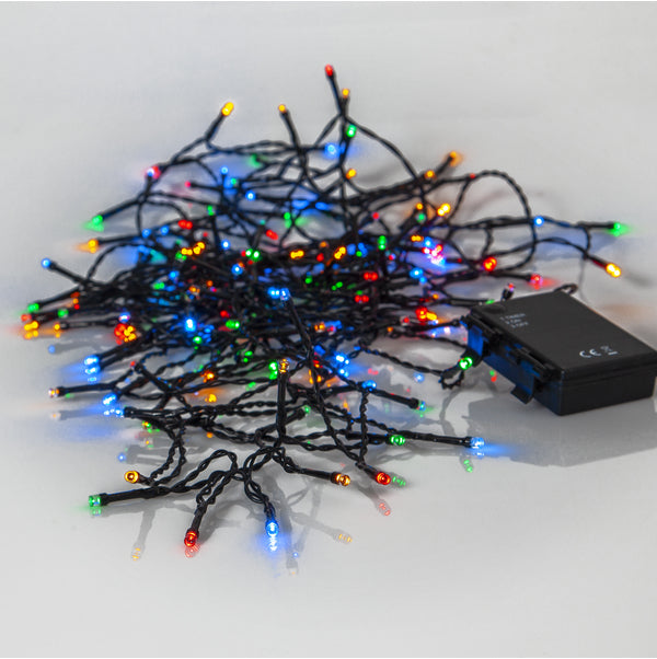 Star Trading Lichterkette – 11,2 m – 9,6 W – Mehrfarbig – IP44 – Batteriebetrieb – Timer 6/18 h – Schwarz