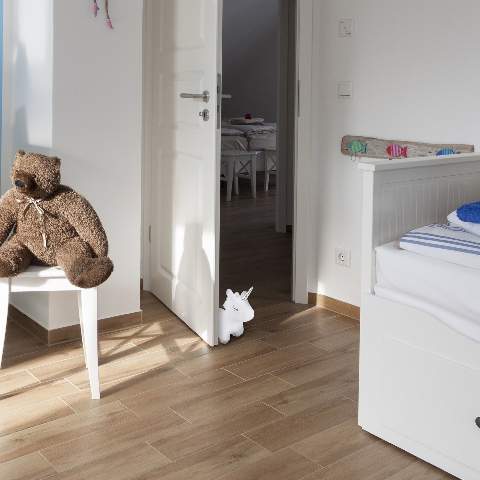 Relaxdays Türstopper – Polyester/Sand – Weiss – 290 × 250 × 140 mm