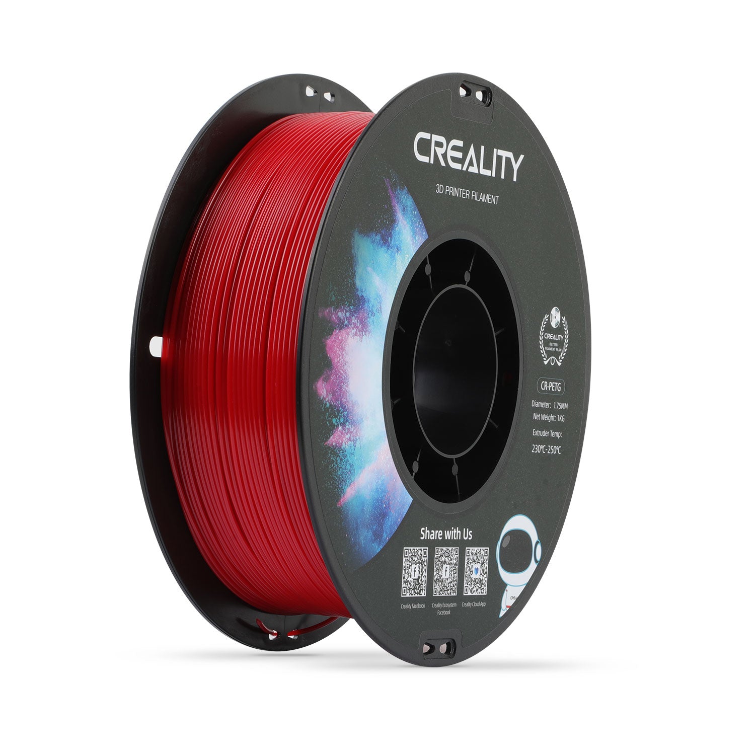 Creality 3D-Drucker-Filament PETG 1,75 mm Rot, 1 kg – für Creality 3D, FDM-3D-Drucker