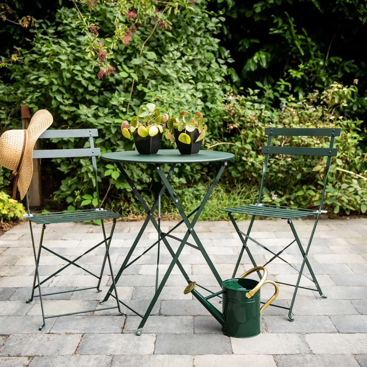 Esschert Design Bistro-Set – Grün – Stahl – klappbar – für draussen