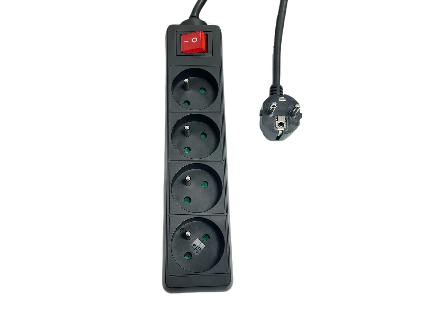 Microconnect Steckdosenleiste – 4× Typ E, 1,5 m, mit Schalter, Schwarz