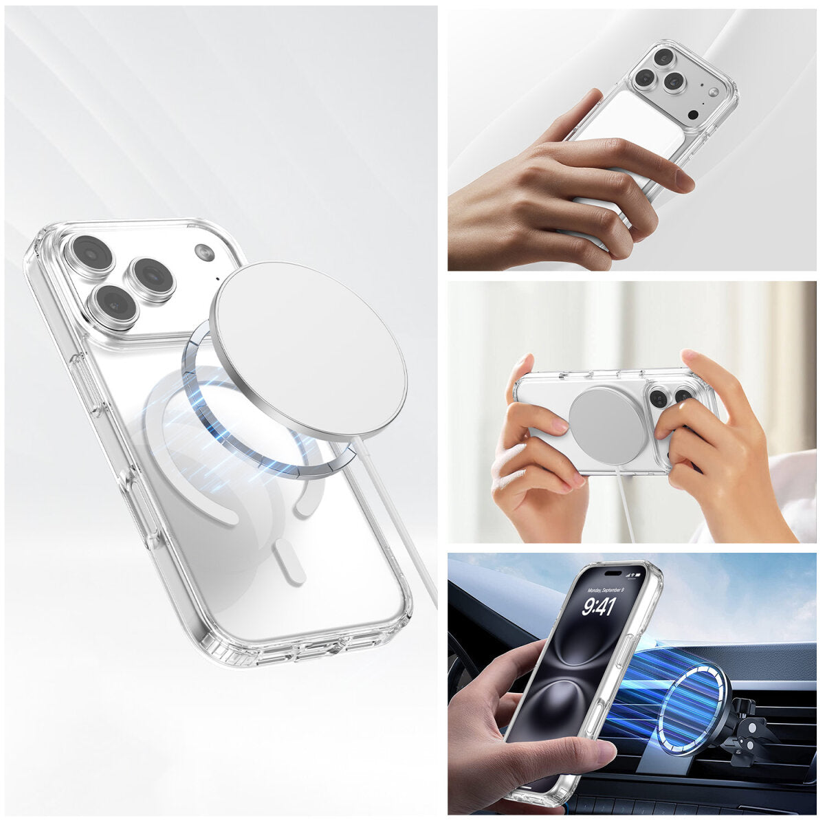 4smarts 360° Premium Set Backcover – für Apple iPhone 17 Pro, MagSafe, PC+Gehärtetes Glas, Transparent