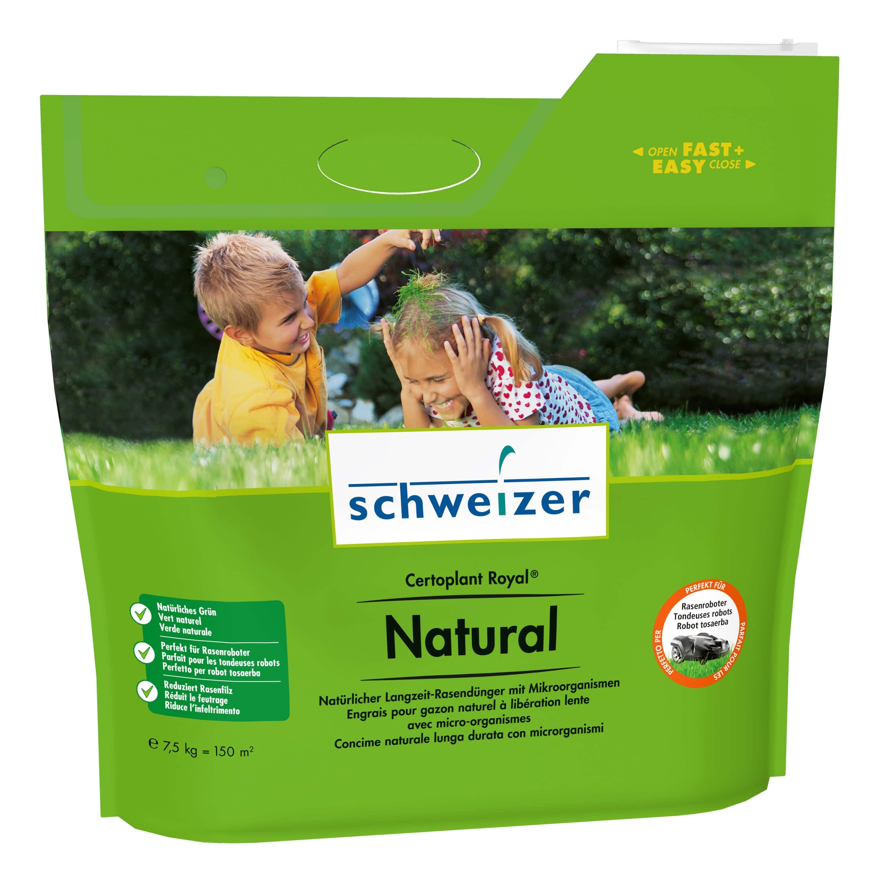 Eric Schweizer Mehrnährstoffdünger Granulat, Certoplant Royal Natural, 7,5 kg, für Rasen – 1 Stück