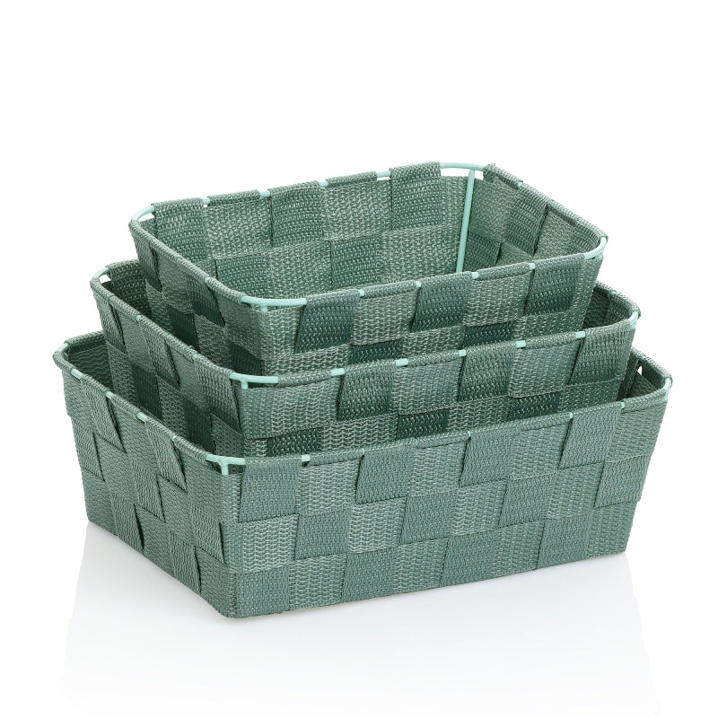 Kela Aufbewahrungsbox Alvaro – 22/20/24×9 cm, Polypropylen (PP), freistehend, Lindgrün, 3er-Set