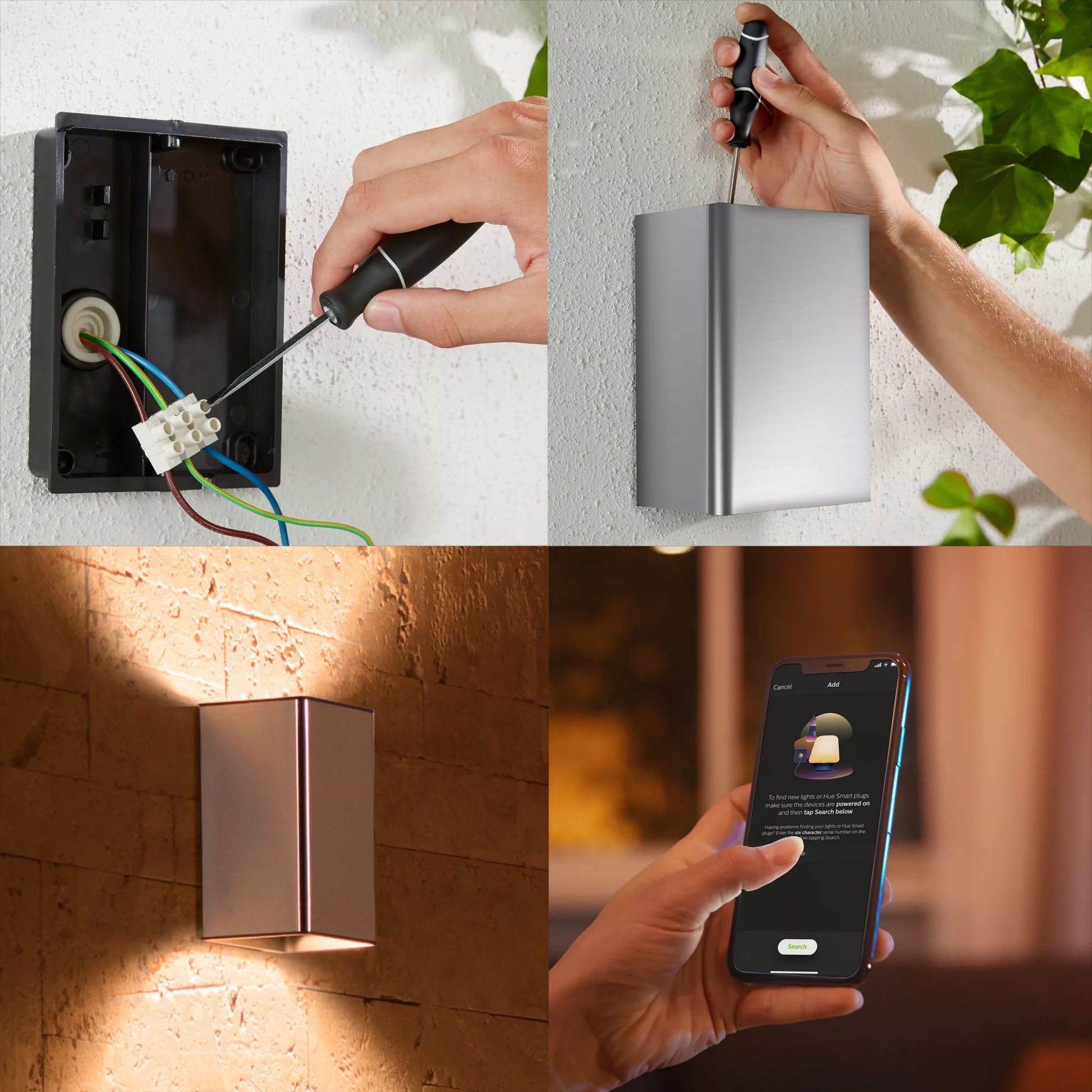 Philips by Signify Philips Hue Aussenwandleuchte – IP44 – Netzbetrieb – ZigBee, Bluetooth – dimmbar – Silber – Edelstahl