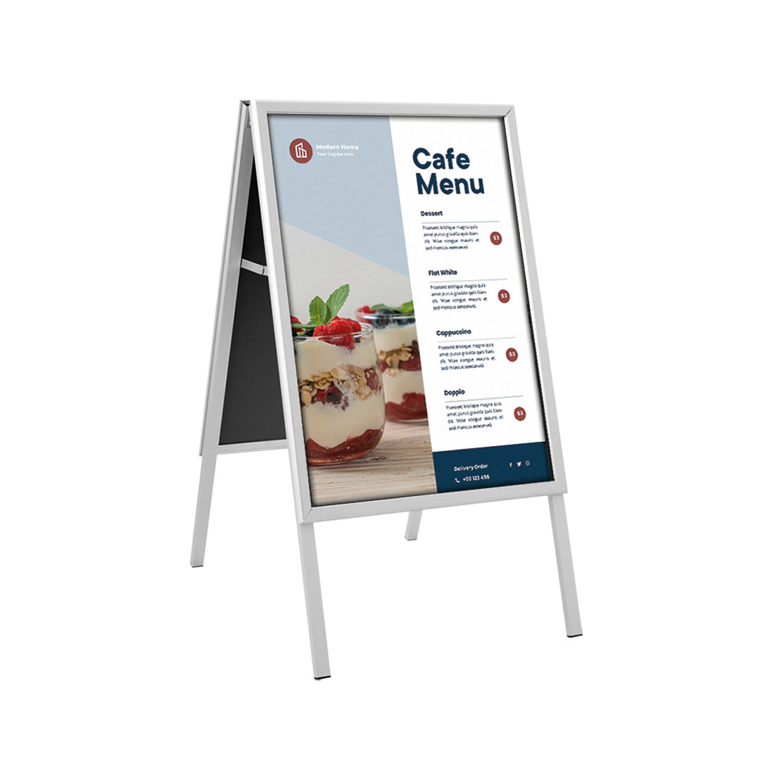 Europel Plakatständer CLASSIC – für A1, silber, 670×100×1220 mm
