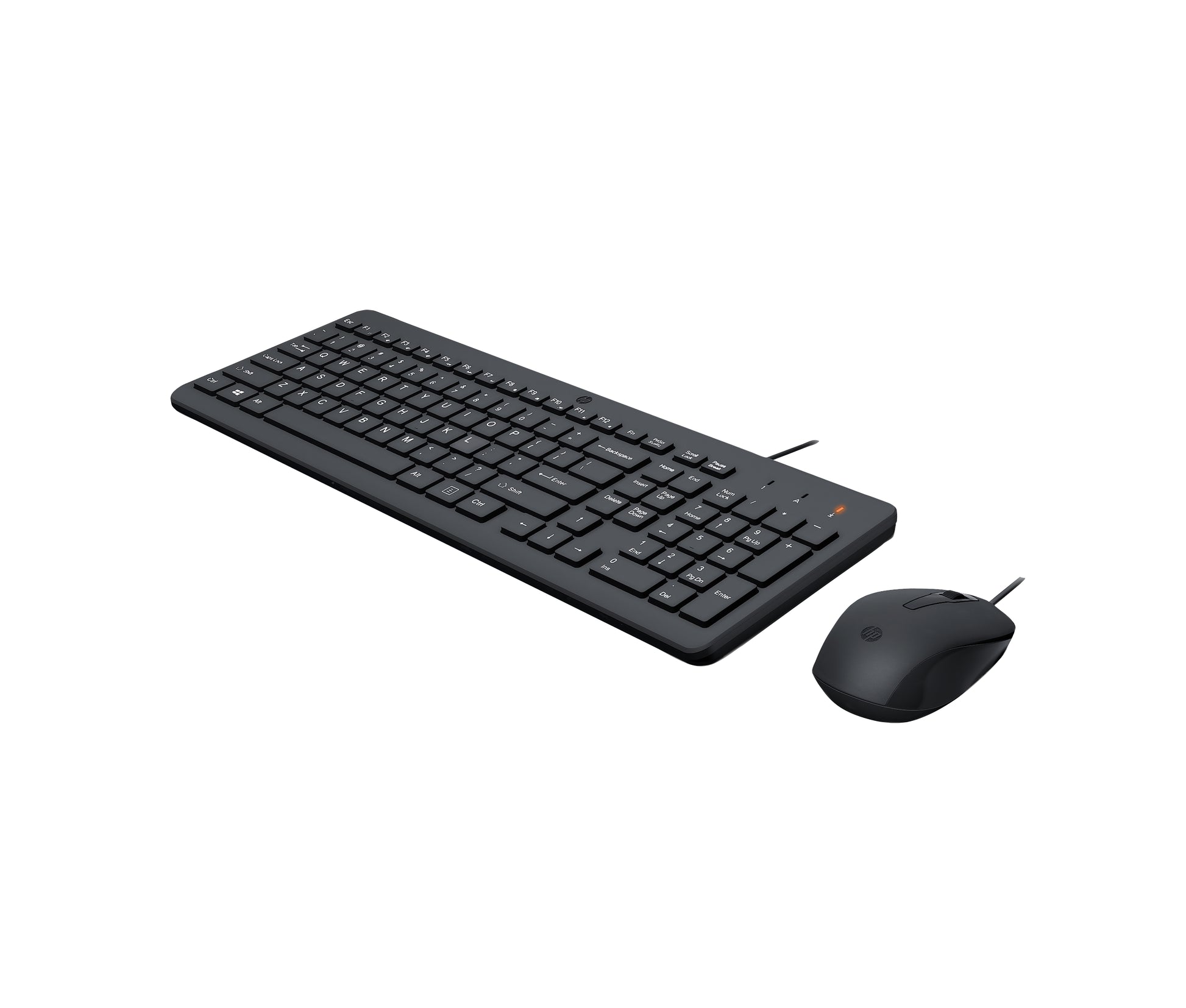 HP 150 – Tastatur- und Maus-Set – USB (kabelgebunden), Vollformat, Membran, 1600 DPI, Schwarz