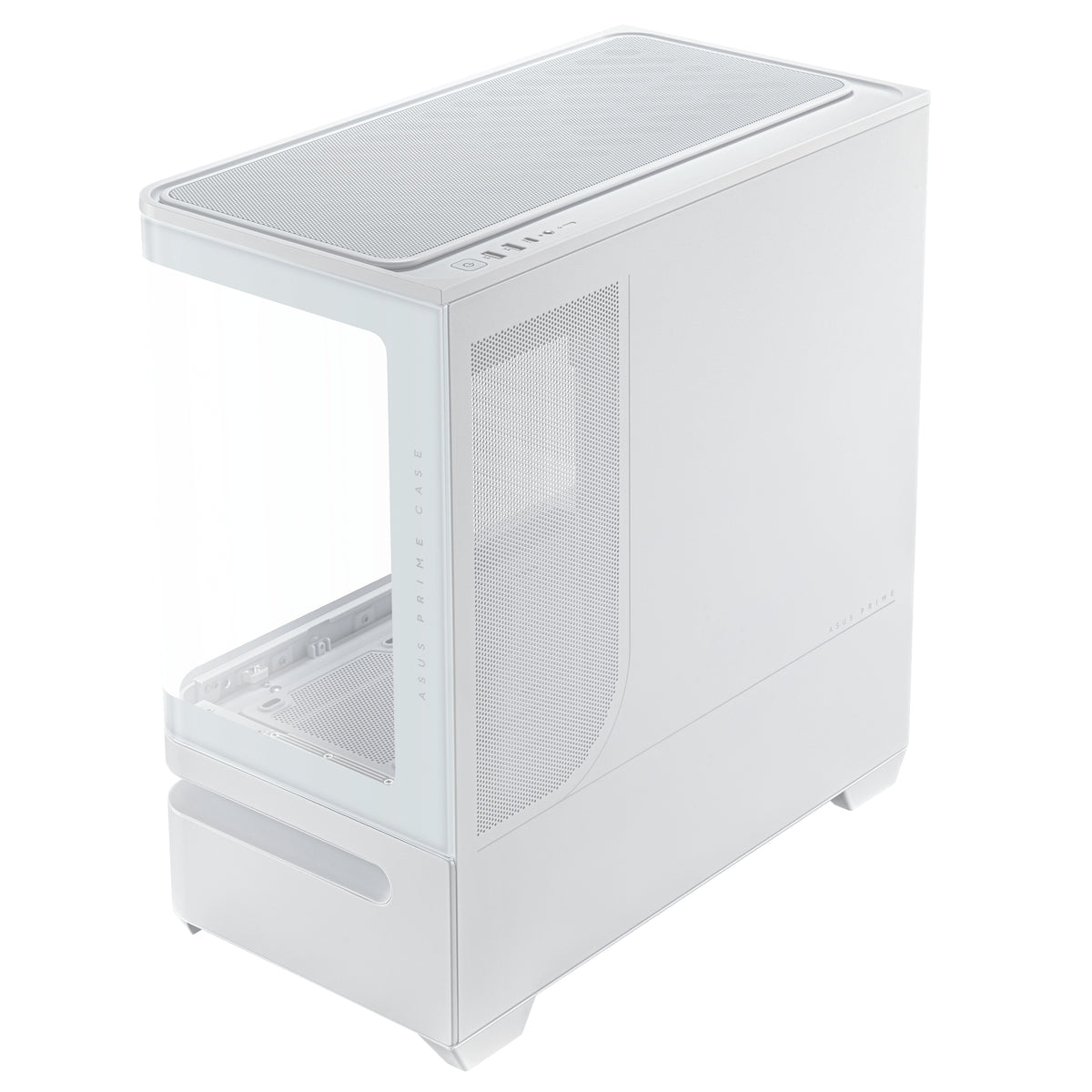 ASUS AP202 PRIME TG – PC-Gehäuse – Mid-Tower – mATX/Mini-ITX, 6× Lüfterplätze, Weiss, Sichtfenster