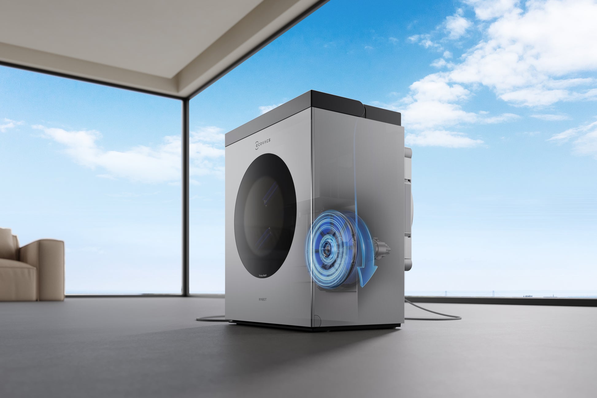 Ecovacs Reinigungsgerät WINBOT W3 OMNI – 110 min Betriebsdauer – Silber, Weiss – 27,0 × 27,0 × 7,6 cm