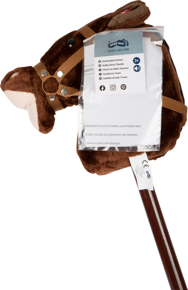 Small foot Plüschtier Steckenpferd Donner – 88 cm – Braun – Plüsch, Holz – ab 3 J.