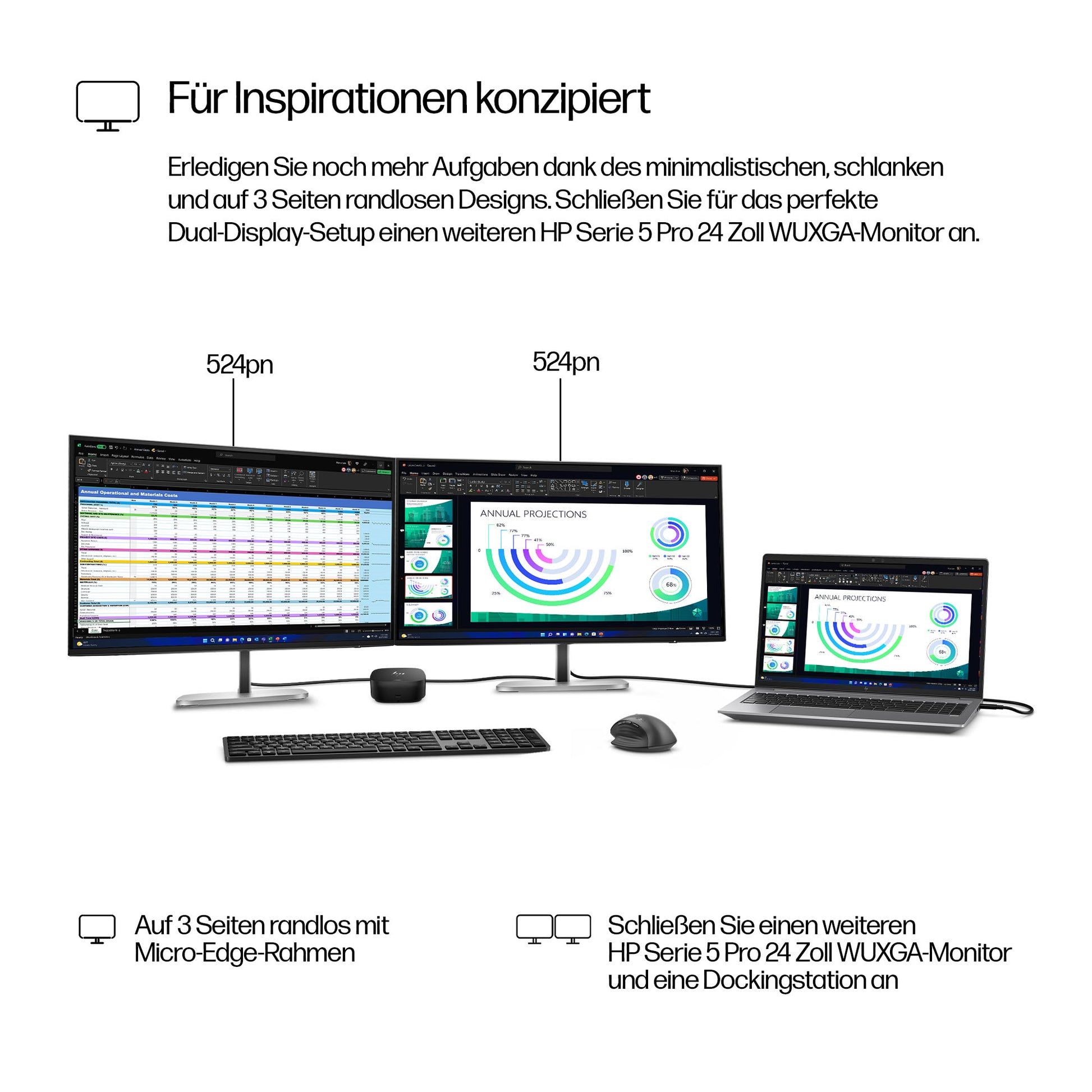 HP Serie 5 Pro 24 (524pn) – Monitor, 24", 1920 × 1200 (WUXGA)