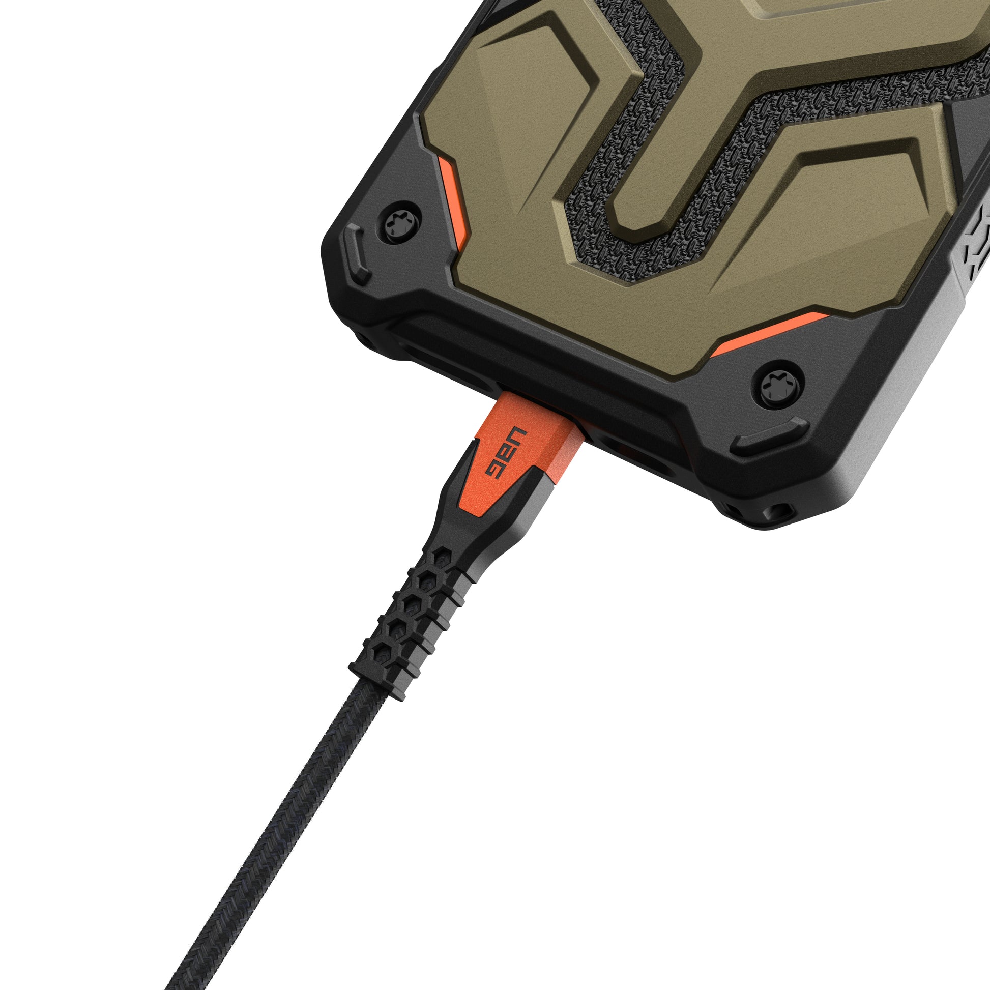 Urban Armor Gear UAG 016 USB-C auf Lightning Kabel, 1,5 m, Schwarz, Orange, geflochten (Nylon), MFi zertifiziert