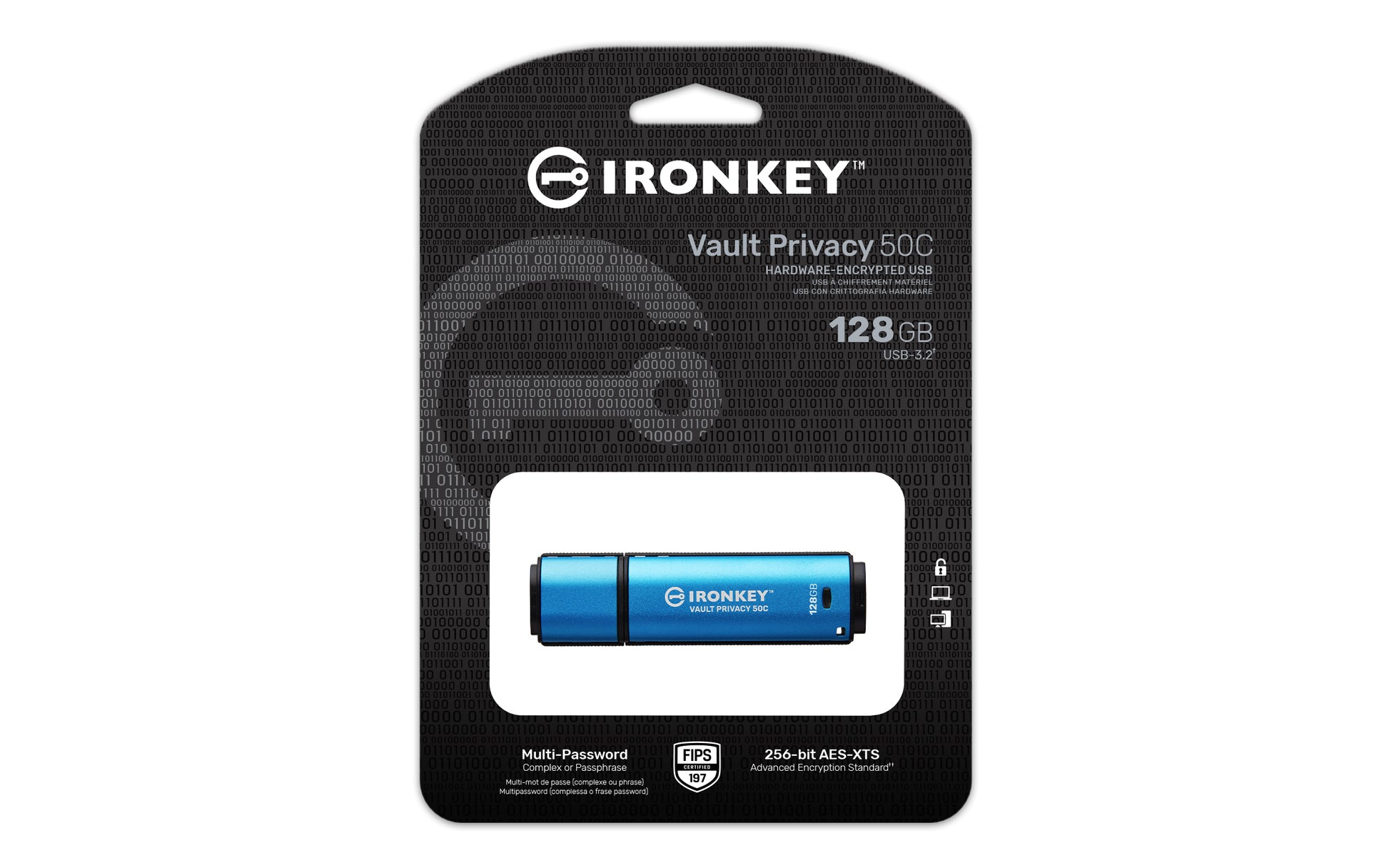 Kingston Technology Kingston IronKey Vault P50C USB-Stick – 128 GB, USB-C, AES-256, FIPS 197