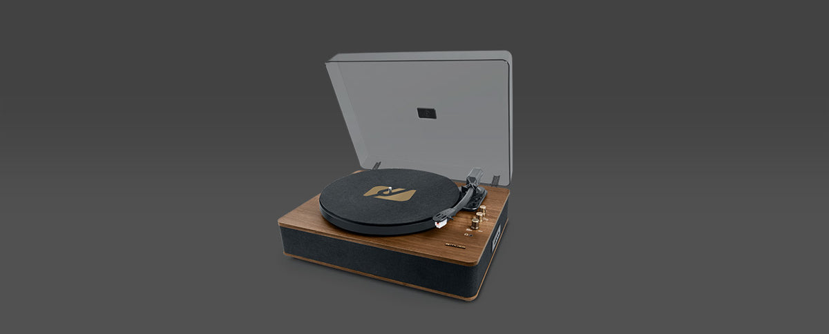 Muse MT-106 BT – Plattenspieler (Riemenantrieb, automatisch), Phono-Vorverstärker, 33⅓/45/78 U/min – Braun/Schwarz