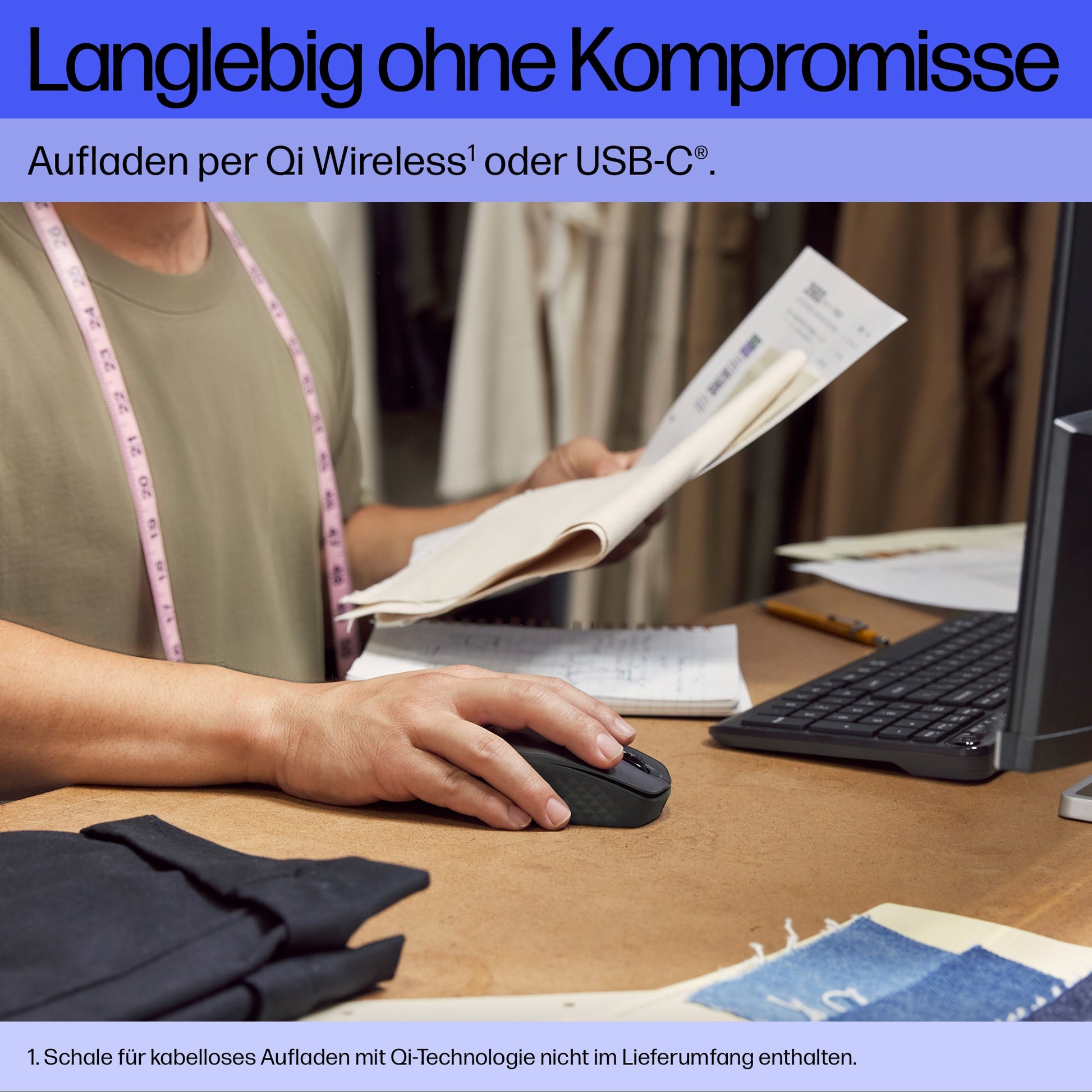 HP 695 Wiederaufladbare – Maus – Kabellos (Bluetooth), 4000 DPI, Beidhändig, Schwarz