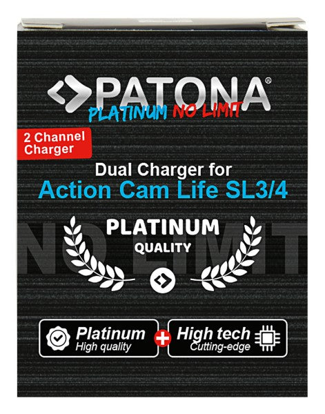 PATONA Dual Ladegerät – für PATONA Action Cam Life SL3 – 2-fach, USB