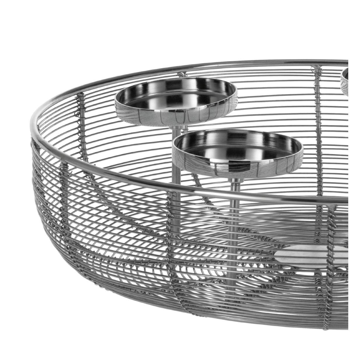 EGLO Hagony Adventskerzenhalter – Metall, Silber – Ø 36 × 10 cm – für 4 Kerzen