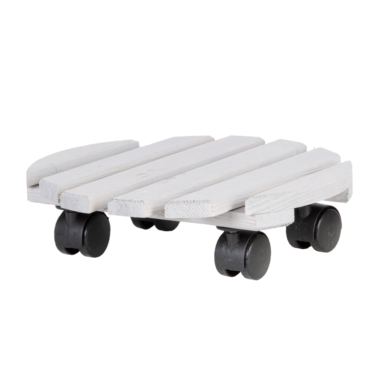 Esschert Design Pflanzentrolley – Holz/Polyamid/Polypropylen – Grau/Schwarz – 4 Rollen – Ø 287 × 80 mm