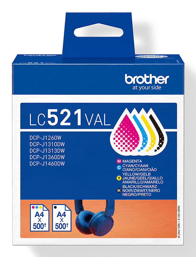 Brother Tintenpatronen-Multipack LC-521VAL, CMYK – für DCP-J1360DW