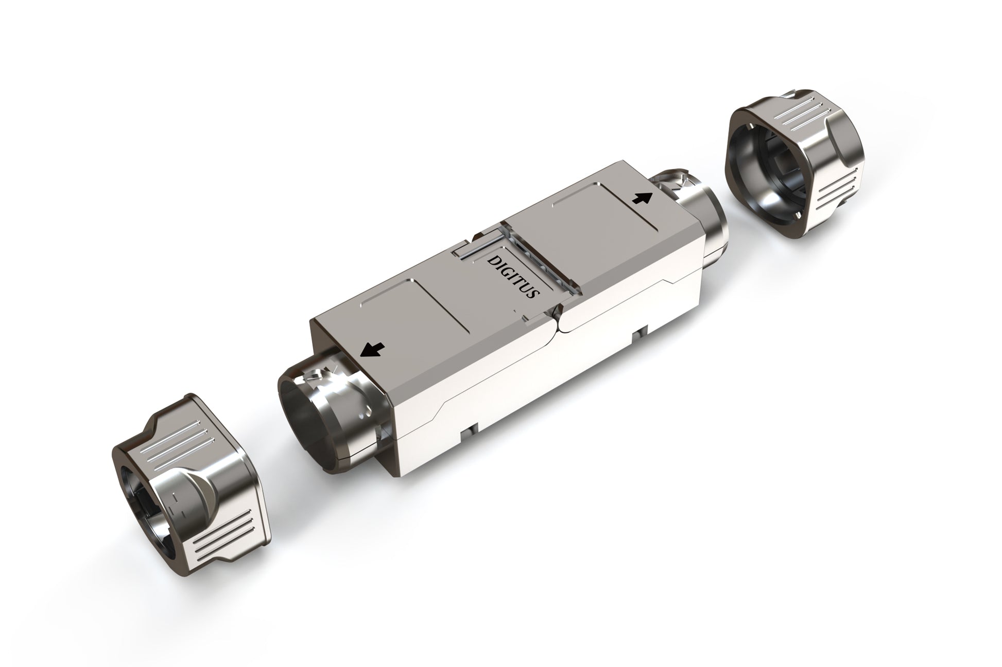 Digitus Cat6a Kupplung – geschirmt, Edelstahl, Nickel/Zink, 72,8×11,7×14,5 mm, 1 Stück