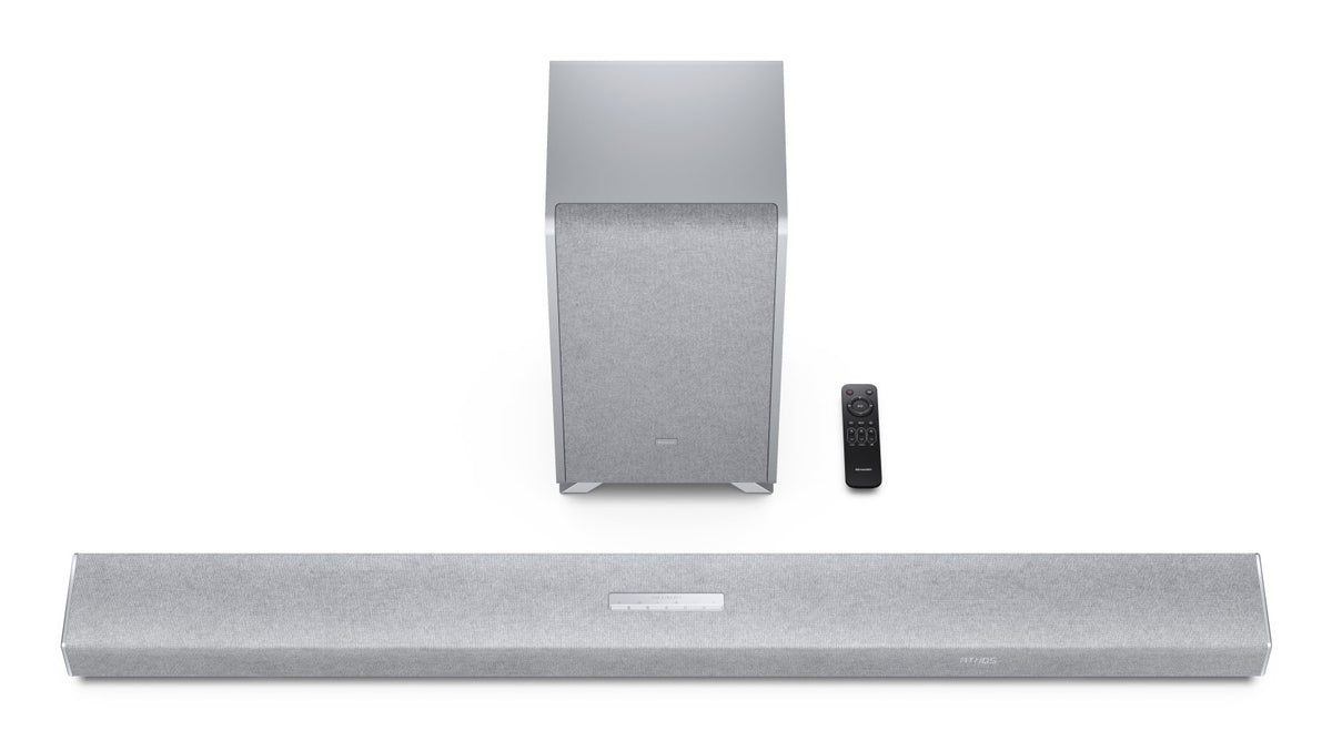 Sharp HT-SBW55121SL – Soundbar – 5.1.2, Dolby Atmos/DTS:X, mit kabellosem Subwoofer, 212 W, Silber