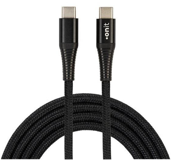 ONIT USB-C auf USB-C Kabel – USB 3.2 Gen 1 (5 Gbit/s) – 2 m – PD 60 W – Geflochten, Verstärkt – Schwarz