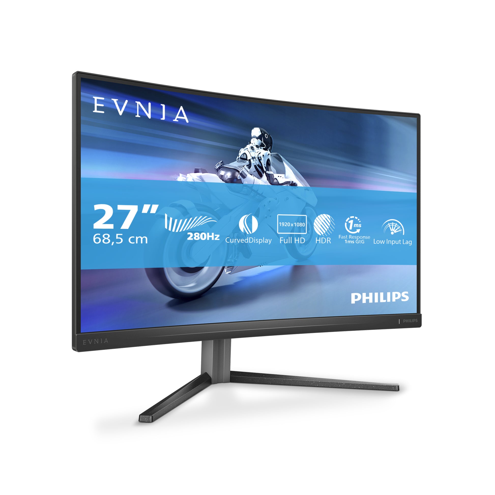Philips Evnia 5000 27M2C5200W/00 – Monitor, 27", VA, 280 Hz, 300 cd/m², Gebogen, VESA 100 × 100, Schwarz