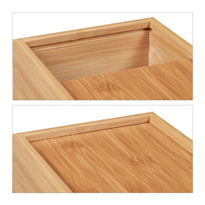Relaxdays Kosmetiktuchbox – freistehend, Bambus, 24,5×8,5×13,5 cm