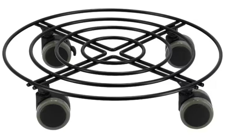 Esschert Design Pflanzentrolley – Metall/Polypropylen – Schwarz – Ø 280 × 65 mm – 4 Rollen, 60 kg Traglast