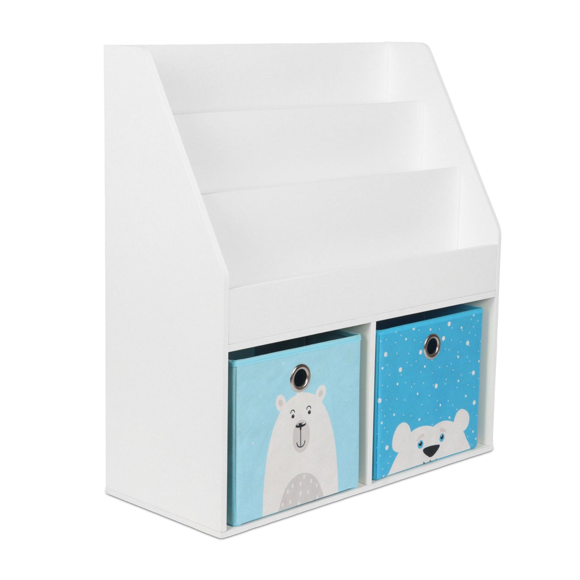 Relaxdays Bücherregal – 3 Böden – 72 × 30,5 × 79 cm – weiss/hellblau – MDF
