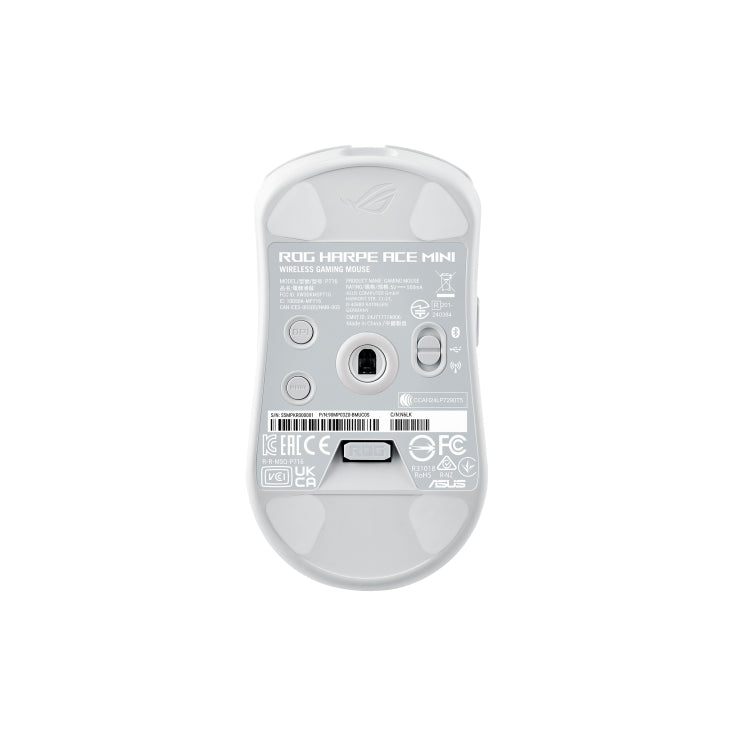 ASUS ROG Harpe Ace Mini WE Gaming-Maus – kabellos, 42'000 dpi, 8'000 Hz, beidhändig, Beleuchtung, weiss