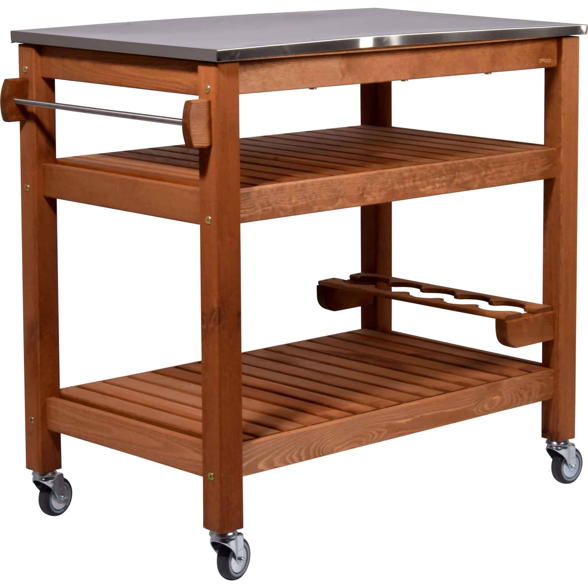 Dobar Beistellwagen 1-teilig – Braun – Pinienwald – Tisch 94 × 58 × 90 cm – für draussen