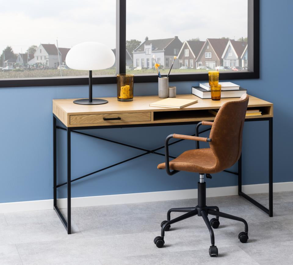 Actona AC Design Seaford – Stehtisch – 140 × 58 × 76 cm – schwarz/eiche