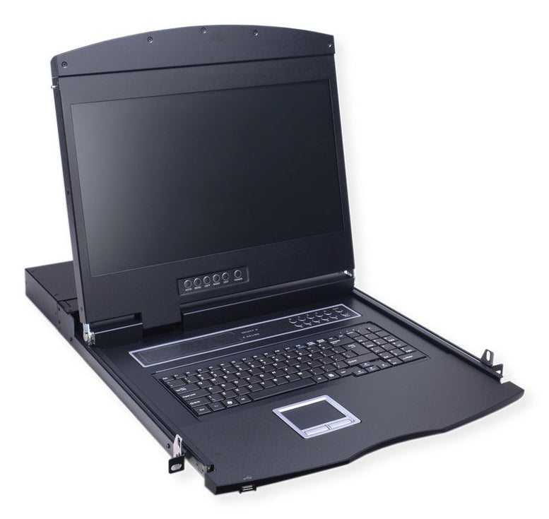 VALUE 19" Rack-LCD-Konsole – 8-Port VGA KVM – 1366 × 768, USB 2.0, CH-Layout – 1U