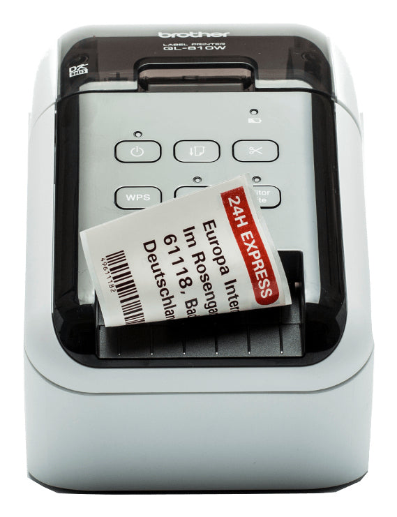 Brother QL-810W – Etikettendrucker (Thermodirekt), 62 mm, 300×600 dpi, 176 mm/s, USB/WLAN, Autoabschneider