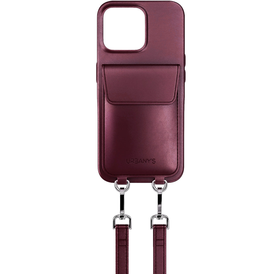 Urbany's Urbanys – Halskette-Hülle – für Apple iPhone 17 Pro Max – weinrot – mit Kartenfach