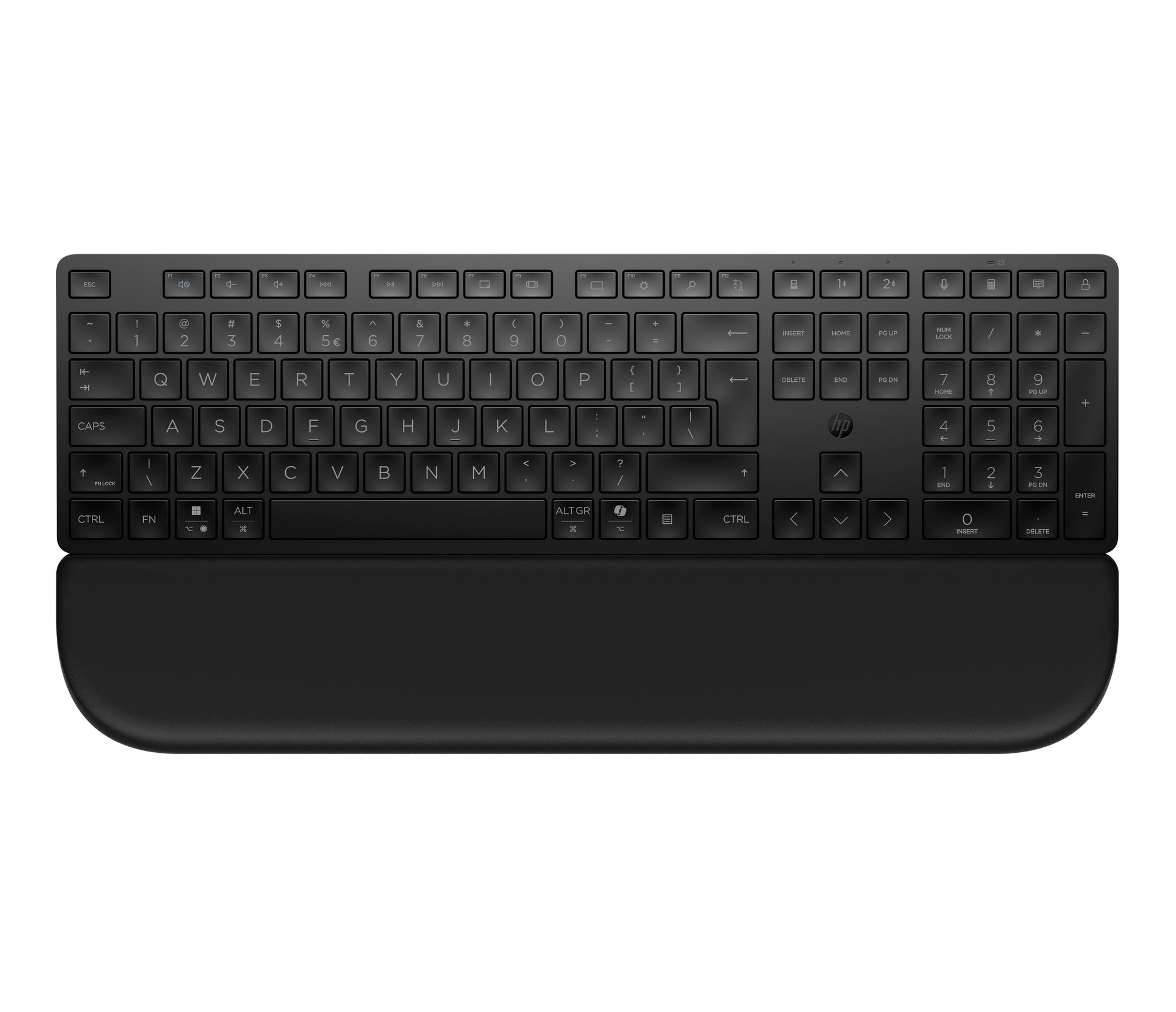 HP 580K – Tastatur – Bluetooth & 2,4 GHz USB-A (Empfänger) – mit Handballenauflage – Schwarz