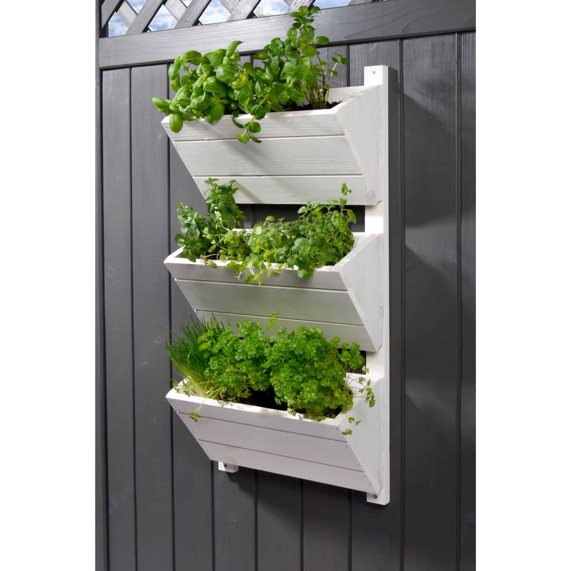 Dobar 3-stufiges Wand-Pflanzbeet – 17,5 × 79 × 38 cm – Kiefernholz, Weiss