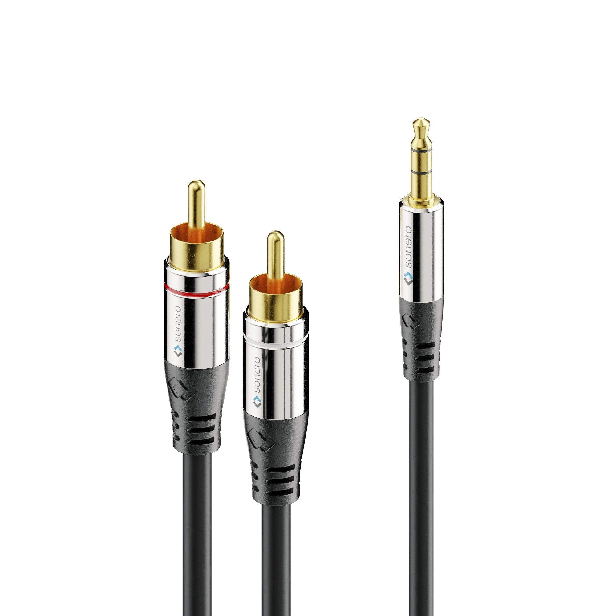 Sonero 3,5 mm auf 2× Cinch Adapterkabel – 3,5 mm Klinke zu 2× Cinch – 2 m, vergoldete Stecker