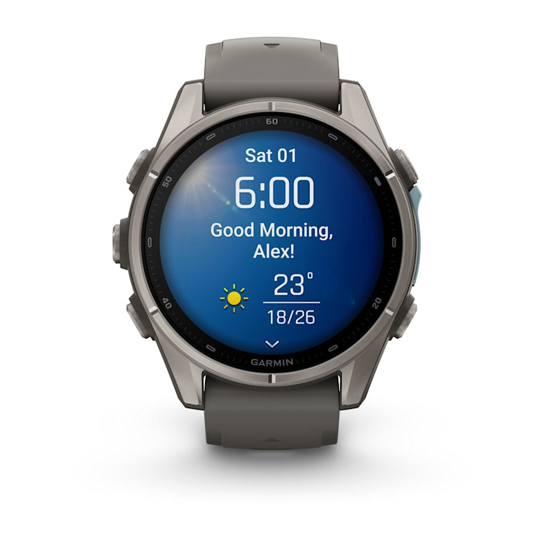 Garmin fēnix 9 43 mm GPS – Titan, Sportarmband, Grau, 100 m, für iPhone