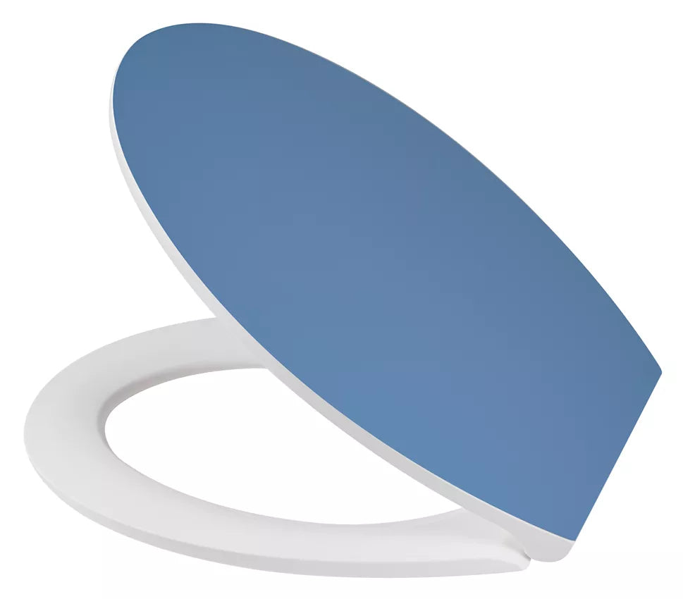 Diaqua Toilettensitz – Duroplast, Indigo, Weiss, mit Deckel, 38,2 × 44 cm