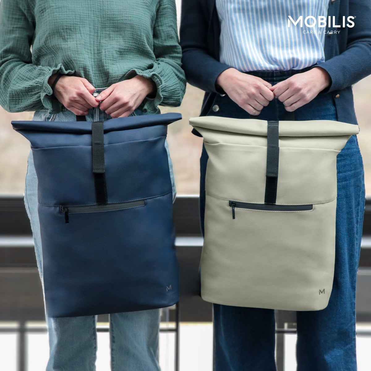 Mobilis Notebook-Rucksack 070010 – für 16", 16 l, Rolltop, reflektierend – Forest Green, 150 × 210 × 60 mm
